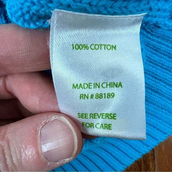 Lilly Pulitzer Crewneck Cable Knit 100% Cotton Sweater Bright Blue Size XS - Picture 4 of 5